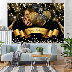 Lofaris Leopard Balloon Gold Black Glitter Birthday Party Backdrop
