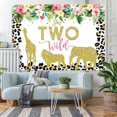 Lofaris Leopard Grain and Floral Animals 2rd Birthday Backdrop