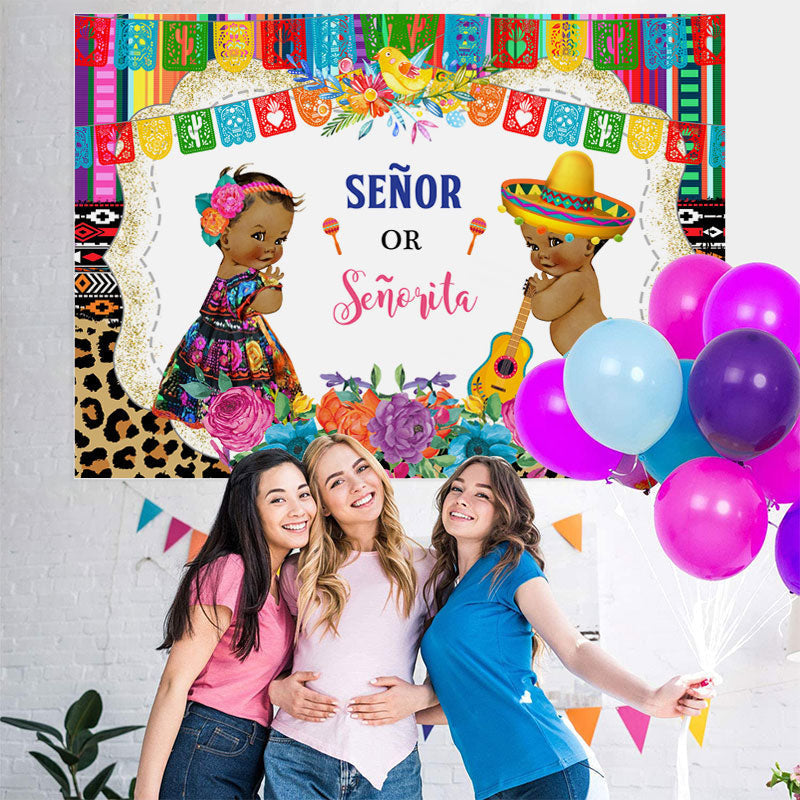 Lofaris Leopard Grain Senor or Senorita Baby Shower Backdrop