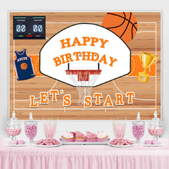 Lofaris Let’ Start Basketball Trophy Happy Birthday Backdrop