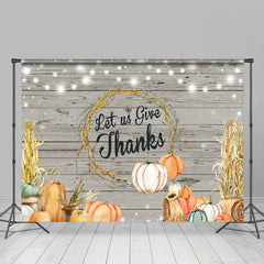 Lofaris Let Us Give Thanks Pumpkins Wooden Autumn Backdrop