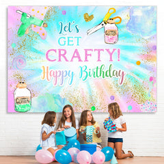 Lofaris Lets Get Crafty Glitter Colorful Birthday Backdrop