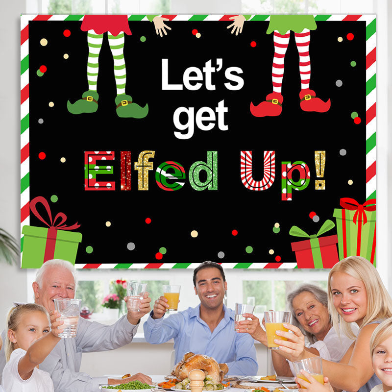 Lofaris Let’S Get Elfed Up With Friends Christmas Backdrop