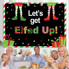 Lofaris Let’S Get Elfed Up With Friends Christmas Backdrop