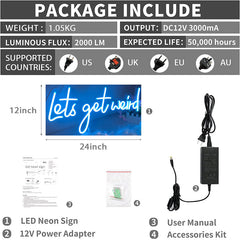 Lofaris Lets Get Weird LED Blue Neon Sign Birthday Party Deco Light Art