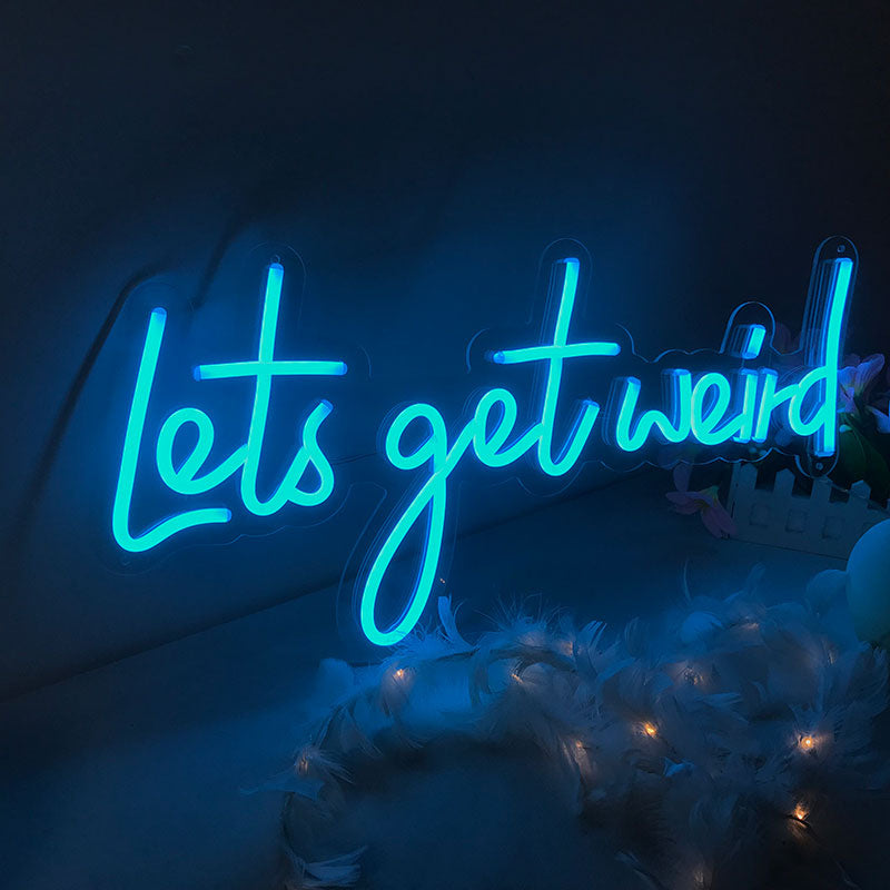 Lofaris Lets Get Weird LED Blue Neon Sign Birthday Party Deco Light Art