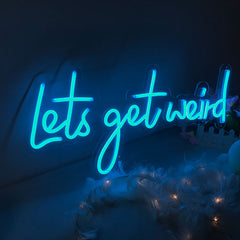 Lofaris Lets Get Weird LED Blue Neon Sign Birthday Party Deco Light Art