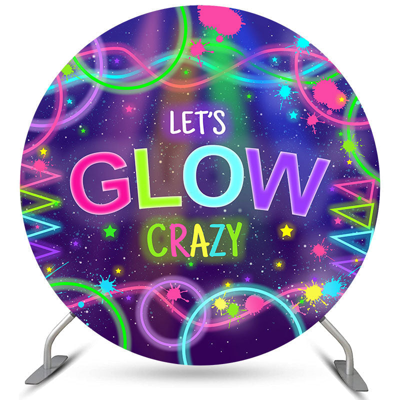 Lofaris Let’S Glow Crazy Colour Lines Birthday Round Backdrop