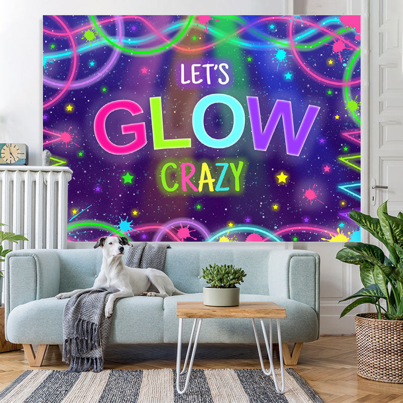 Lofaris Let’S Glow Crazy With Abstract Lines Birthday Backdrop