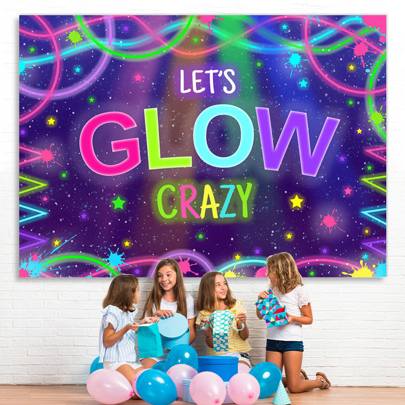 Lofaris Let’S Glow Crazy With Abstract Lines Birthday Backdrop