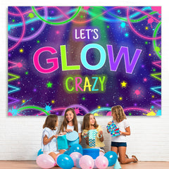Lofaris Let’S Glow Crazy With Abstract Lines Birthday Backdrop