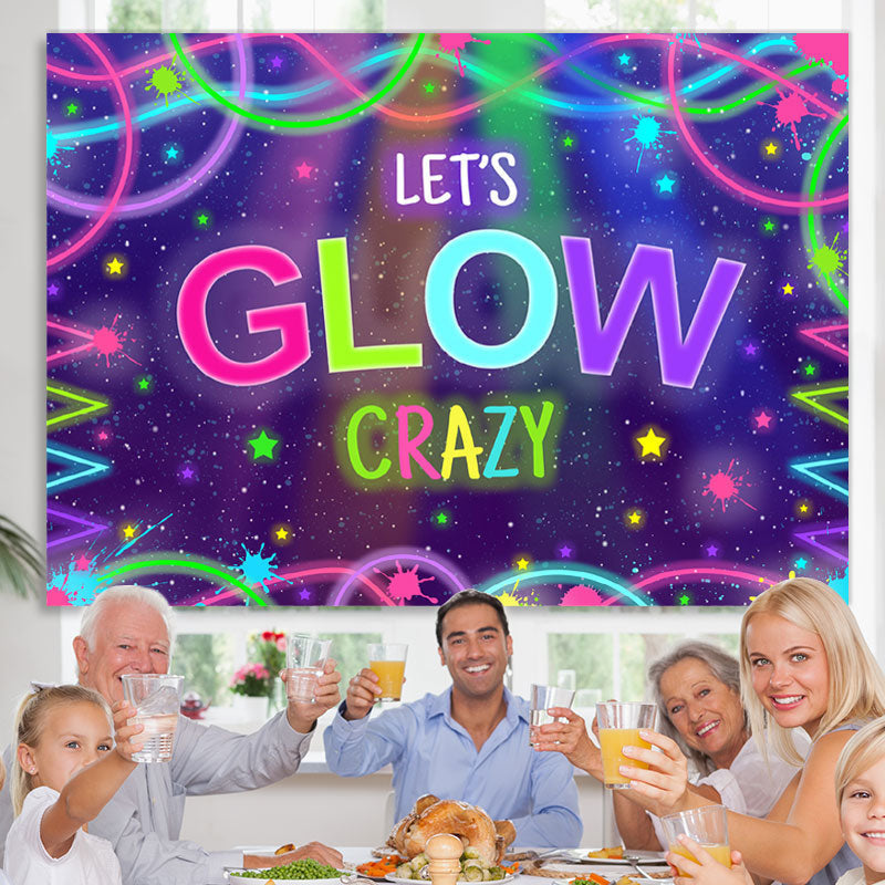 Lofaris Let’S Glow Crazy With Abstract Lines Birthday Backdrop