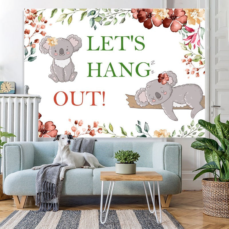 Lofaris Lets Hang Out With Koala Flowers Baby Shower Backdroop