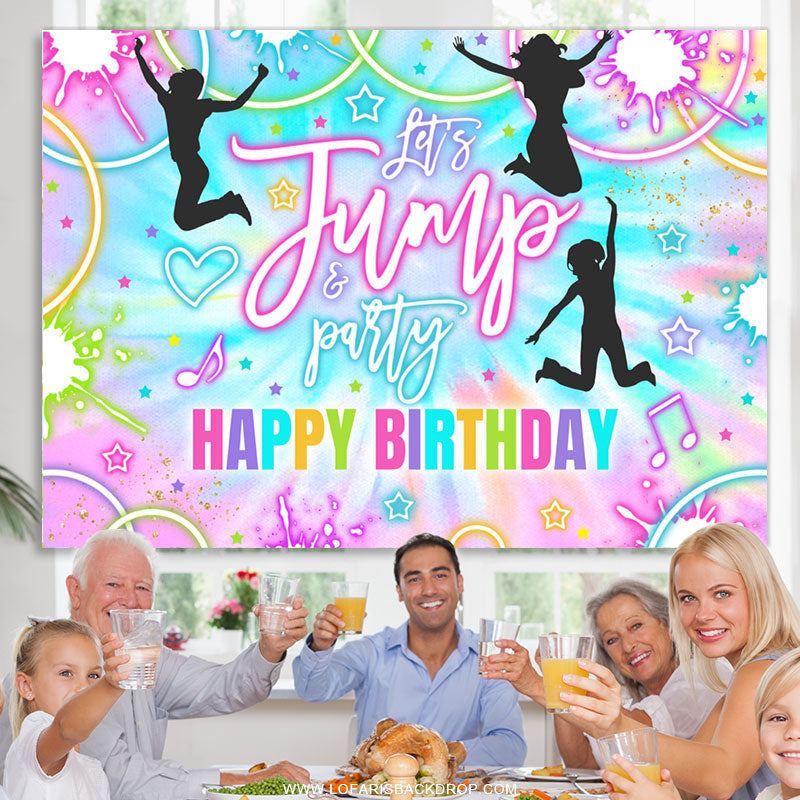 Lofaris Lets Jump Party Cute Happy Birthday Backdrop Cover