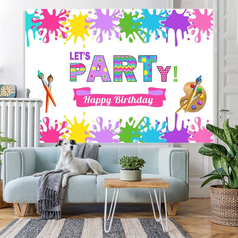 Lofaris Lets Party Art Theme Birthday Backdrop