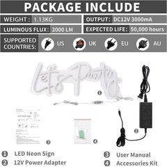 Lofaris Lets Party LED Neon Sign For Room Art Decor Birthday Lights