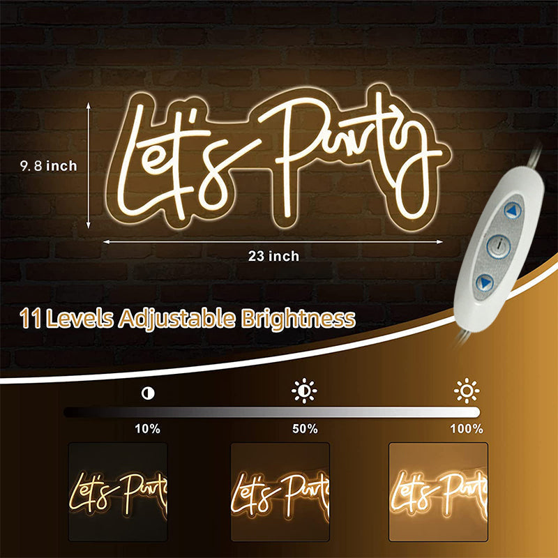 Lofaris Lets Party LED Neon Sign For Room Art Decor Birthday Lights