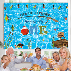 Lofaris Let’s Reel In The Fun First Happy Birthday Backdrop
