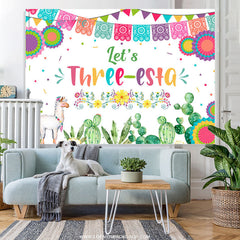 Lofaris Lets Three Esta Colorful Fiesta Birthday Backdrop
