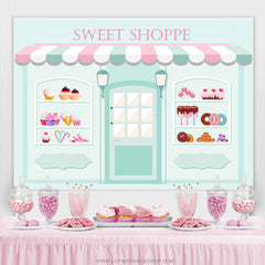 Lofaris Light Blue Candyland Sweet Shoppe Birthday Backdrop