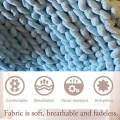 Lofaris Light Blue Handmade Warm Soft Chunky Knit Blanket for Bedroom
