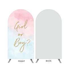 Lofaris Light Blue Pink Baby Shower Double Sided Arch Backdrops