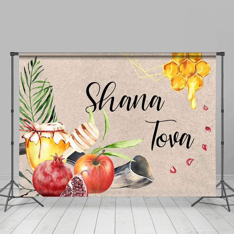 Lofaris Light Brown Fruit Branches Honey Happy New Year Backdrop