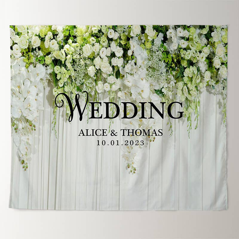Lofaris Light Green And White Floral Curtain Wedding Backdrop