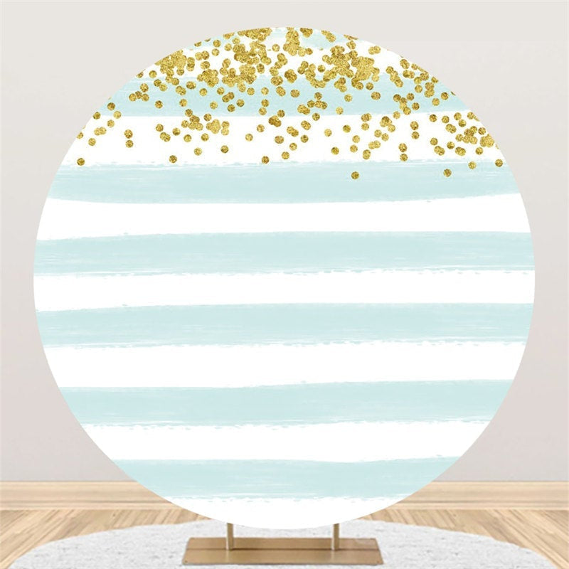 Lofaris Light Green Stripe Glitter Circle Birthday Backdrop