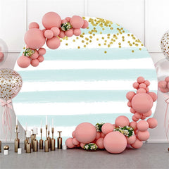 Lofaris Light Green Stripe Glitter Circle Birthday Backdrop