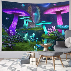 Lofaris Light Mushroom Trippy Novelty Lake Galaxy Wall Tapestry