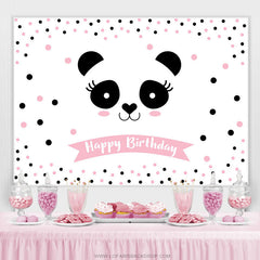 Lofaris Light Pink Dots Lovely Panda Happy Birthday Backdrop