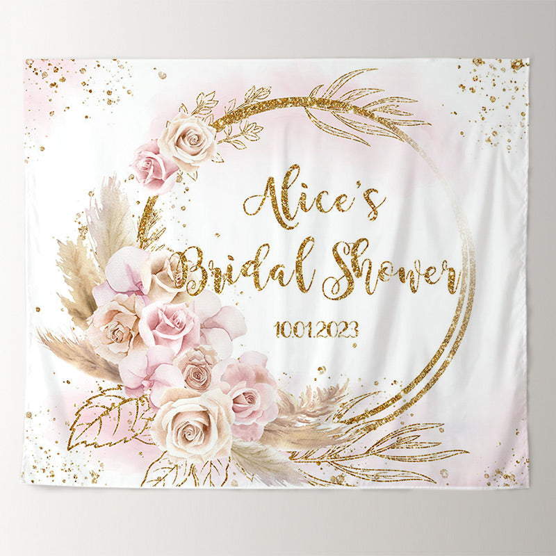 Lofaris Light Pink Floral Glitter Adorable Wedding Backdrop