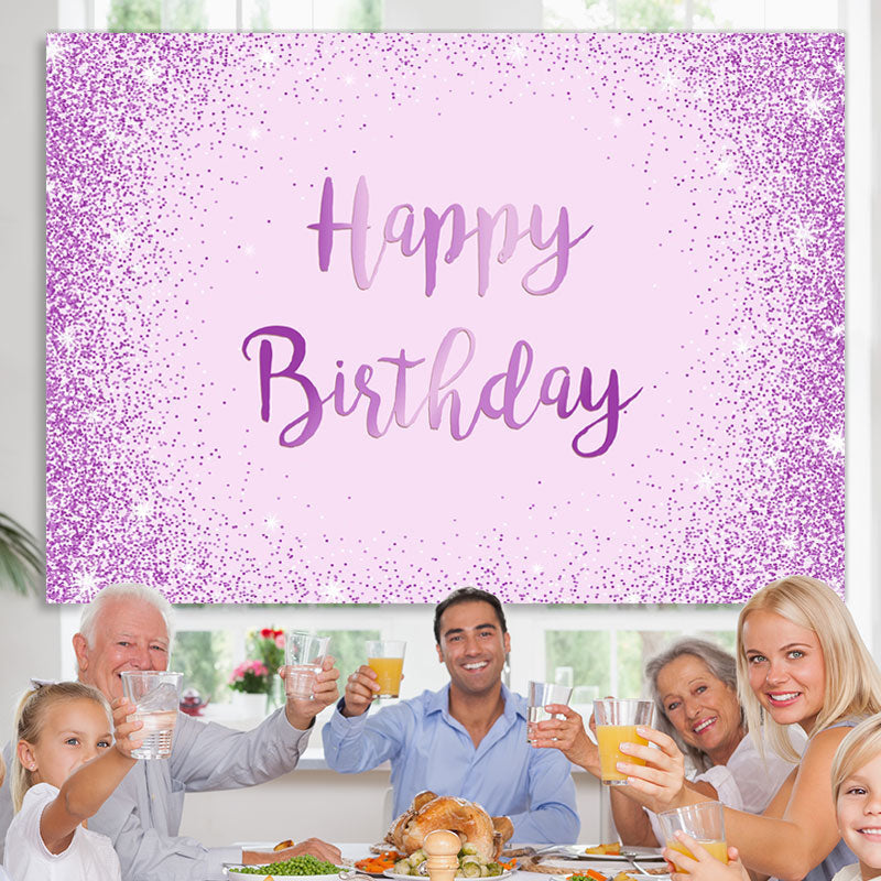 Lofaris Light Purple And Glitter Dots Happy Birthday Backdrop