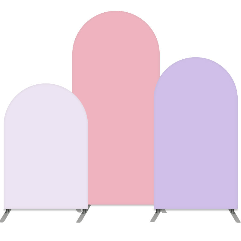 Lofaris Light Purple Pink Arched Backdrop Set Double Sided Tension Fabric Cover