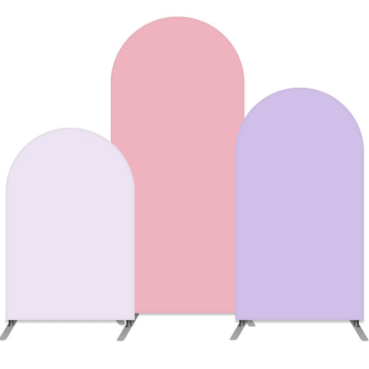 Lofaris Light Purple Pink Arched Backdrop Set Double Sided Tension Fabric Cover