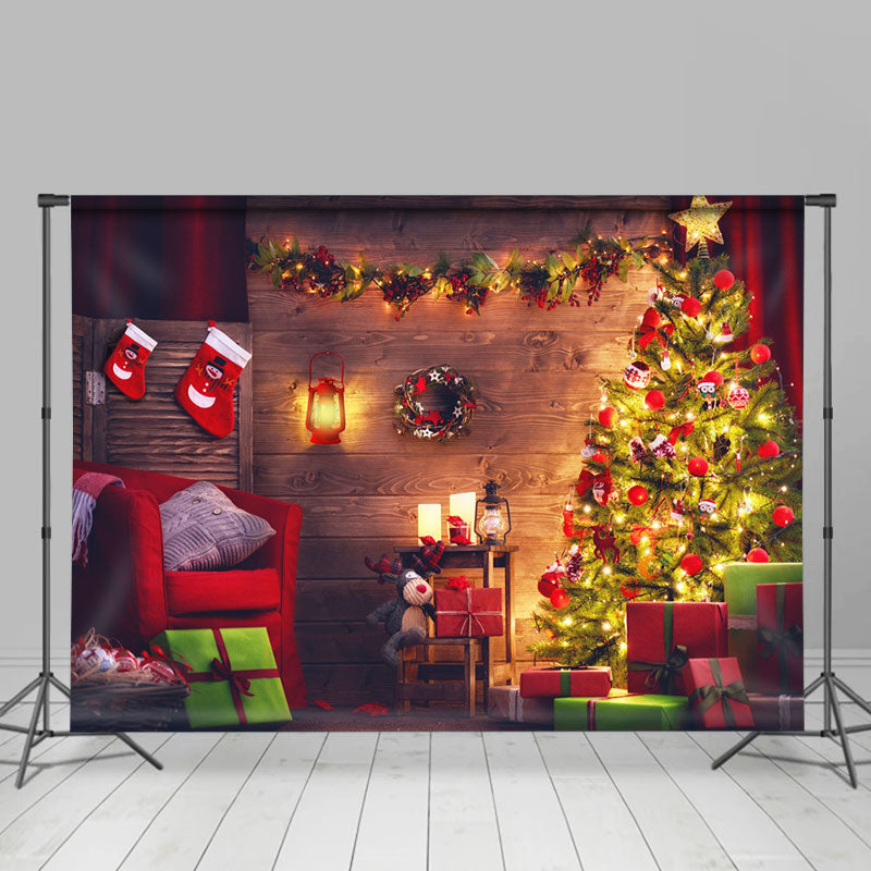 Lofaris Lighting Cabin Room Merry Christmas Holiday Backdrop