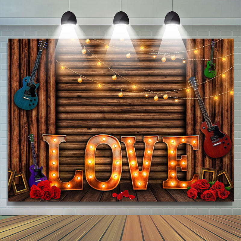 Lofaris Lighting Love Musical Guitar Happy Valetine Backdrop