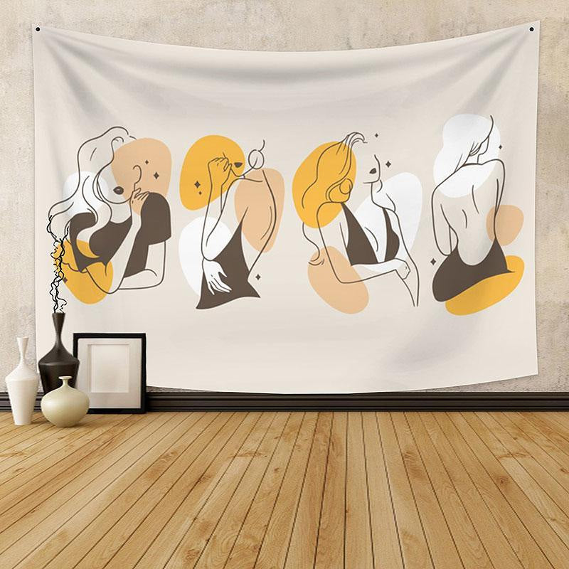 Lofaris Line Girl Family Still Life Abstract Custom Tapestry