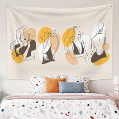 Lofaris Line Girl Family Still Life Abstract Custom Tapestry