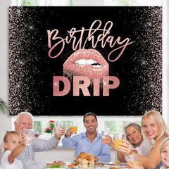 Lofaris Lip Drip Classic Happy Birthday Backdrop For Girl