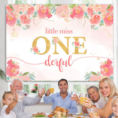 Lofaris Litter Miss One-derful Floral Backdrop for Birthday