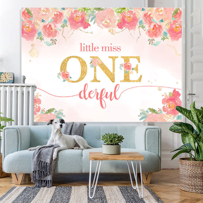 Lofaris Litter Miss One-derful Floral Backdrop for Birthday