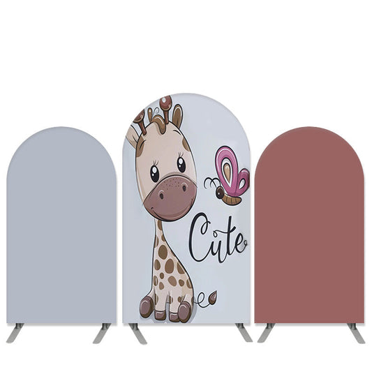Lofaris Cute Giraffe Theme Light Blue Baby Shower Arch Backdrop Kit