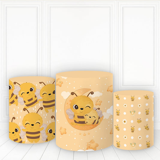 Lofaris Little Cute Bees Cylinder Cover On The Moon Pillar Wrap