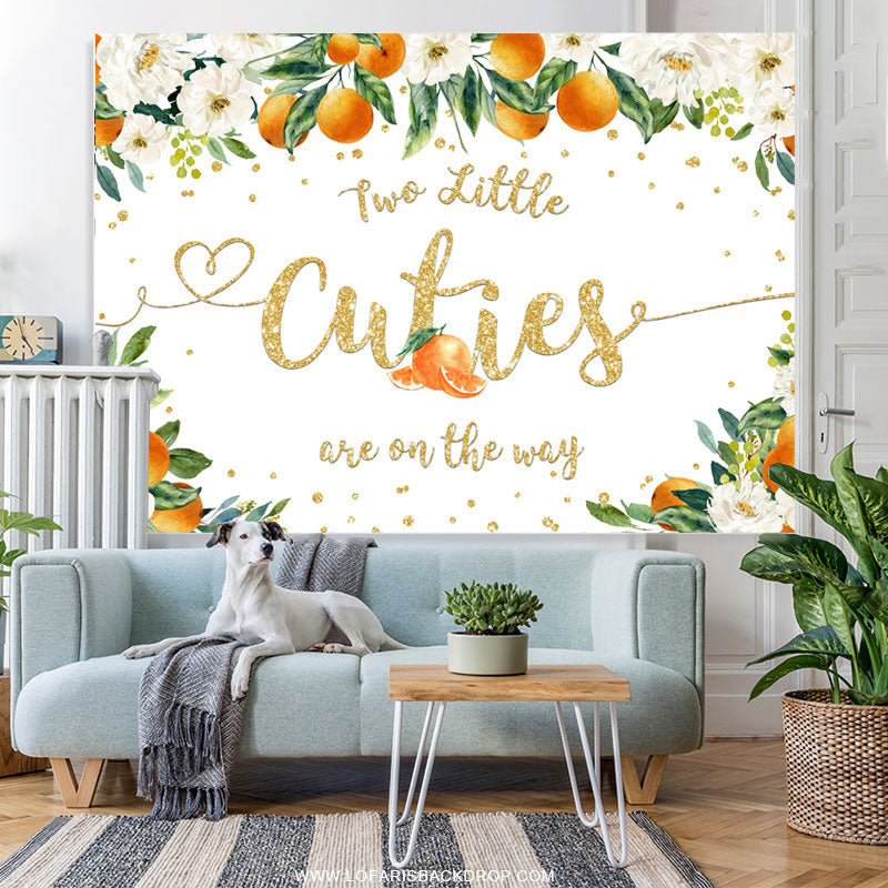 Lofaris Little Cuties Are On The Way Twins Baby Shower Backdrop