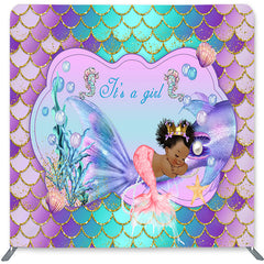 Lofaris Little Mermaid Double-Sided Backdrop for Baby Shower