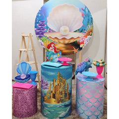 Lofaris Little Mermaid Pearl Shell Under Sea Round Backdrop Kit
