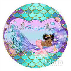 Lofaris Little Mermaid Purple Scale Baby Shower Circle Backdrop