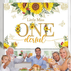Lofaris Little Miss Onederful Sunflower 1st Birthday Backdrop